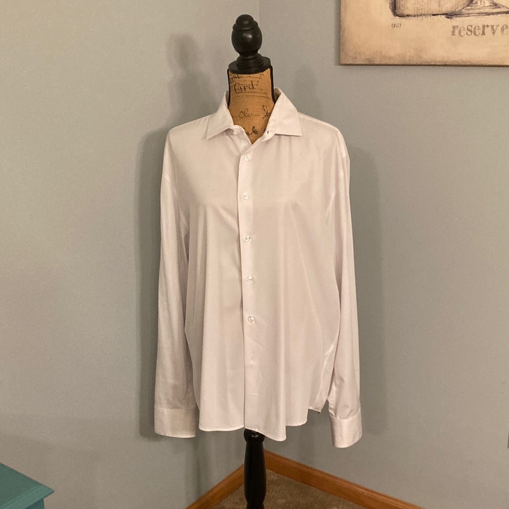 Michael Strahan Men's White Dress Shirt Size XL 18-18.5/35-36 - Picture 2 of 10
